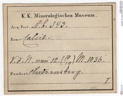 Etiketten zu Calcit (NHMW-MIN-Ab343)